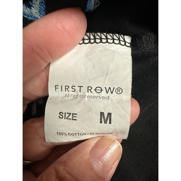 First Row Graphic Embroidered Black T-Shirt Men's Medium - Picture 5 of 8
